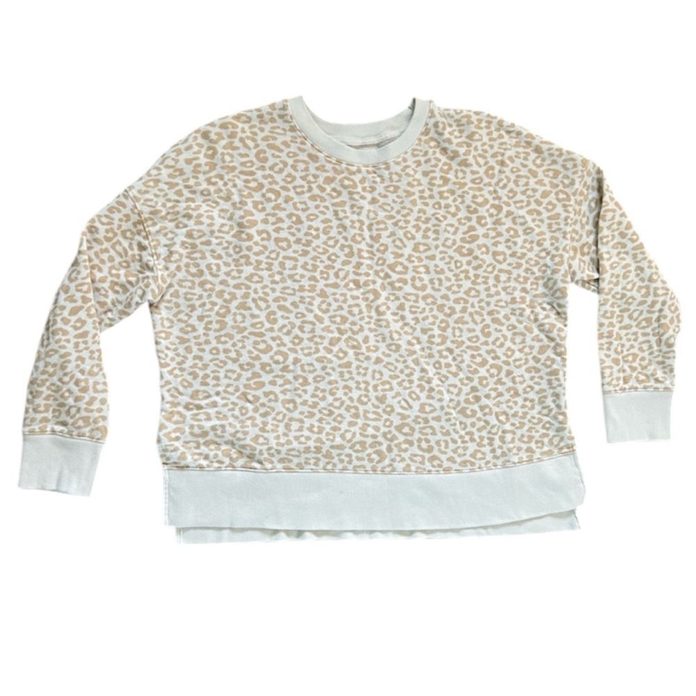 Time and TRU Leopard Animal Print Sweater Women's Size XXL Beige Tan Crew Neck